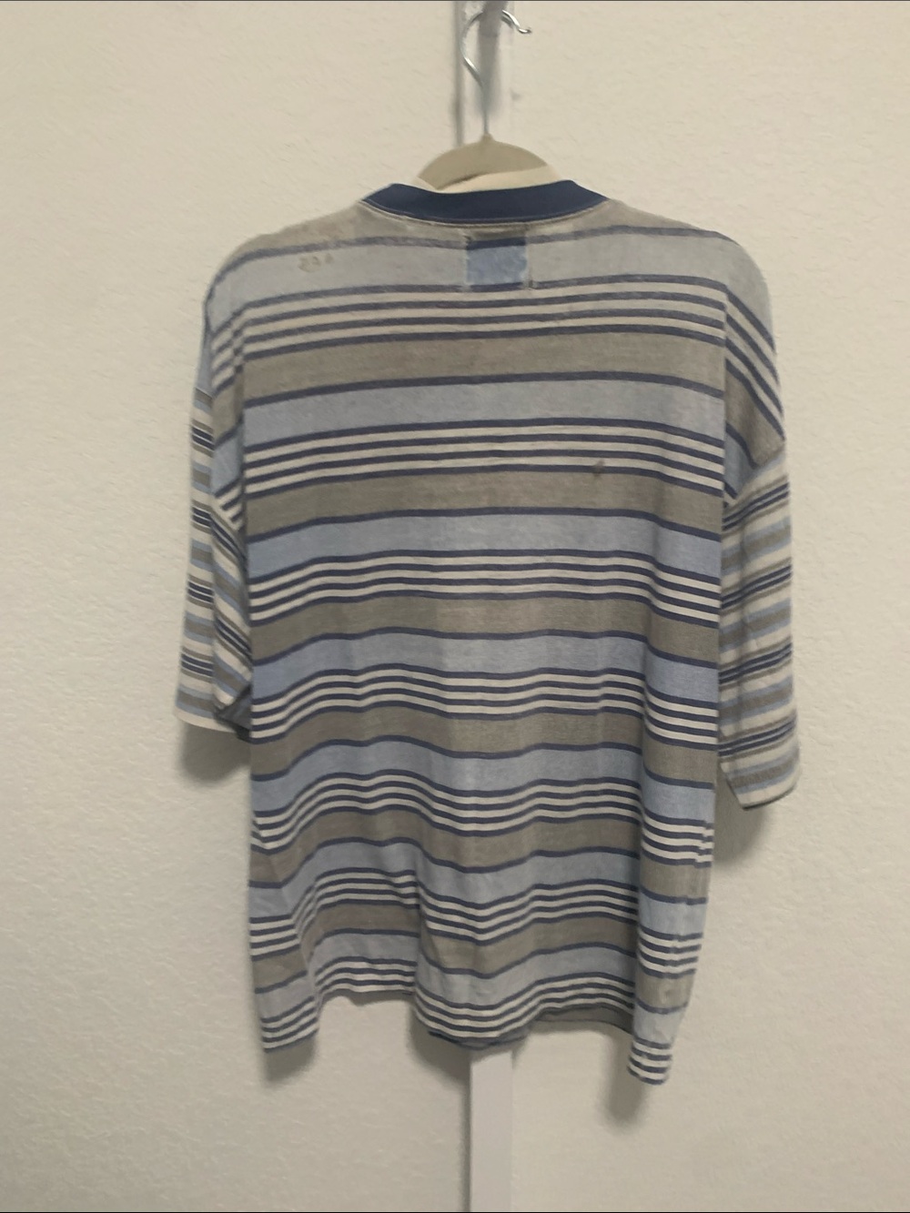 Vintage Bugle Boy Striped Short-Sleeve Tee in Blue and Tan - Picture 6 of 10